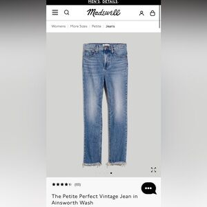 Madewell The Petite Perfect Vintage Jean in Ainsworth Wash